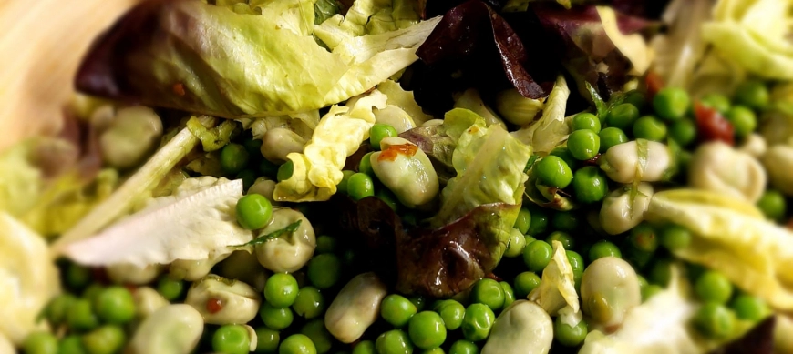 Ensalada de habas y guisantes en Thermomix