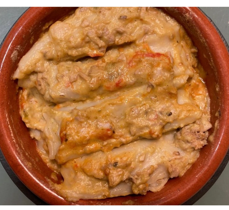 CANELONES DE ATÚN FRESCO Y BECHAMEL DE CALABACÁN CON THERMOMIX