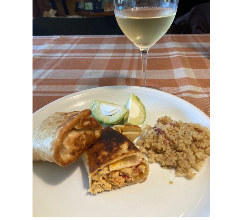 ARROZ DE COLIFLOR Y CHIMICHANGAS CON THERMOMIX