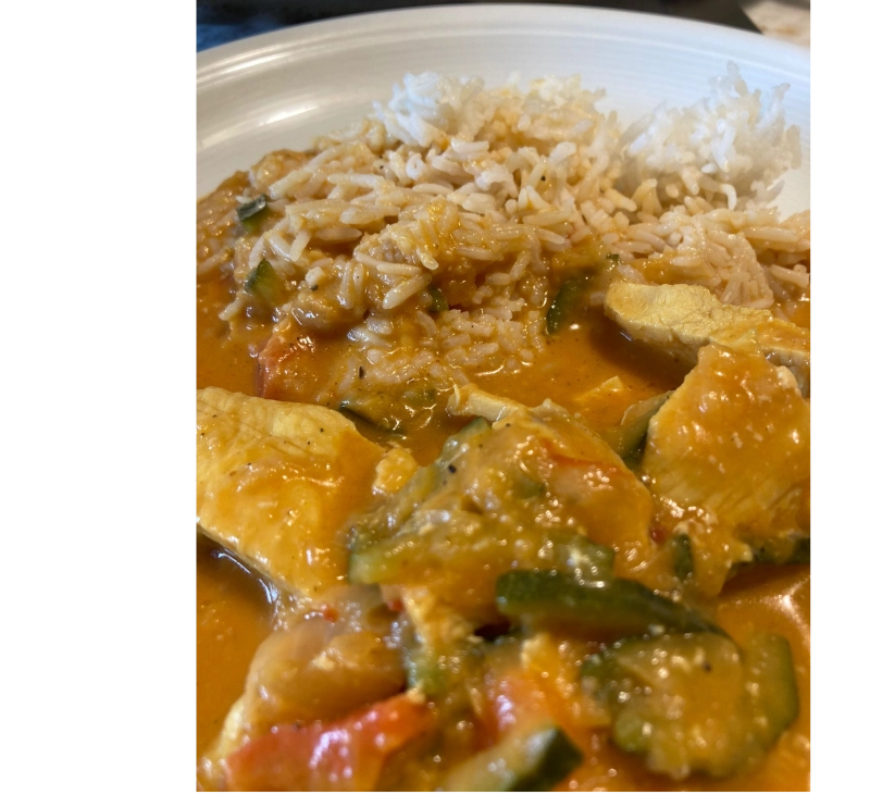 POLLO AL CURRI DE COCO CON ARROZ Y THERMOMIX FRIEND