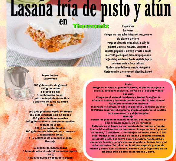 Lasaña fría de pisto y atún