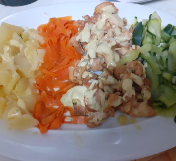 VERDURAS Y POLLO AL VAPOR